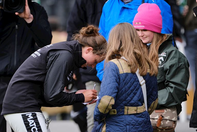 Bryony Frost hugging at Jump Finale.jpg